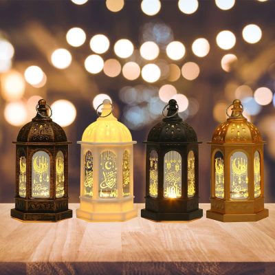 Ramadan Decorations Lantern, LED Eid Mubarak Lamp,Ramadan Festival Table Light,Vintage Lantern Home Decoration Gift for Tabletop