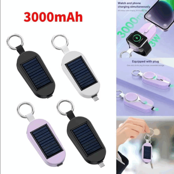Keyholder Portable Mini Solar Power Bank 3000mAh Emergency Charger - Image 3
